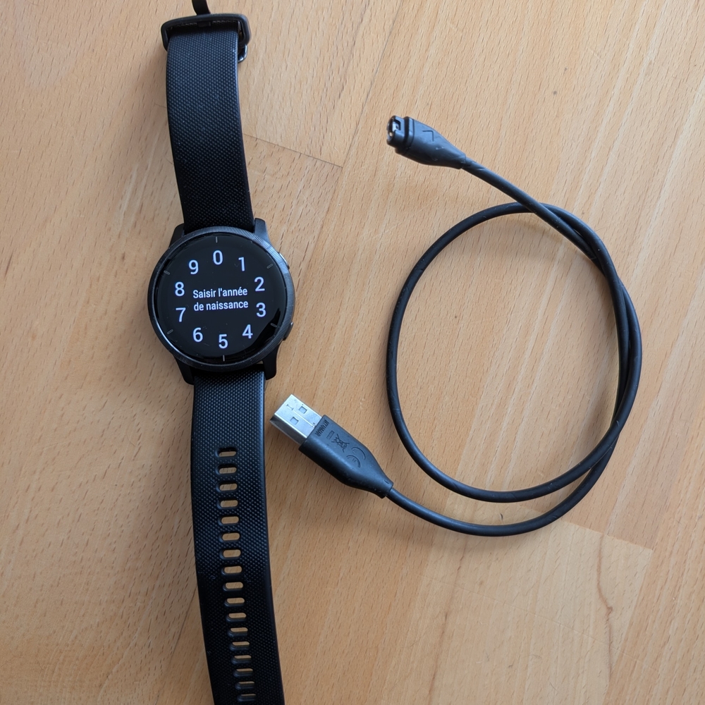 Garmin Venu 2 - Black Smartwatch with USB Charging Cable